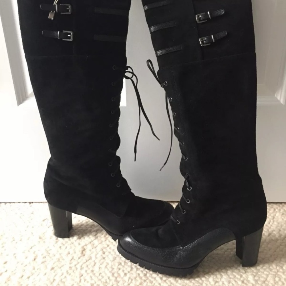 Stuart Weitzman size 41 soldier black suede boot